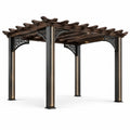 Pérgola de madera y metal con luces LED para exterior