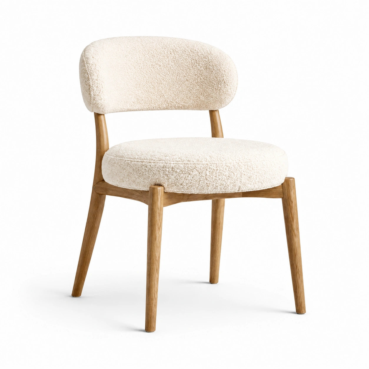 Silla de roble y bouclé beige