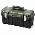 Caja de herramientas de plástico con cierres metálicos, verde/negro, 50 cm