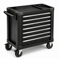 Carro de herramientas de metal con ruedas giratorias negro 84x46x93 cm