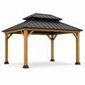 Pabellón de jardín 3x3m con techo de acero y estructura de madera de cedro