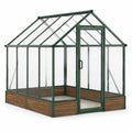 Invernadero de Aluminio y Vidrio Templado Verde y Madera
