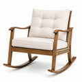 Mecedora de Acacia con Cojines Beige